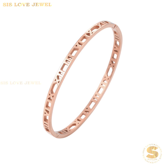 Roman Numeral Bangle H036 Rose Gold