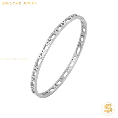 Timeless Roman Whisper Bangle H036 Silver