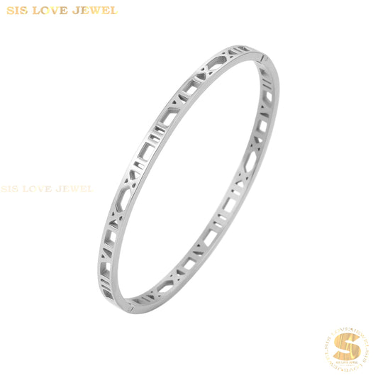 Timeless Roman Whisper Bangle H036 Silver