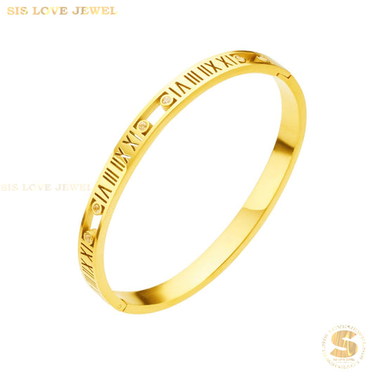 Roman Oval Bangle H041 Gold