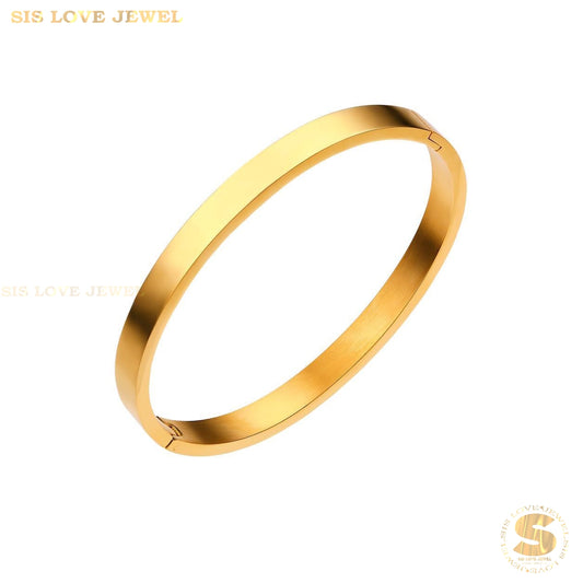 Minimalist Plain Gold Bangle H044