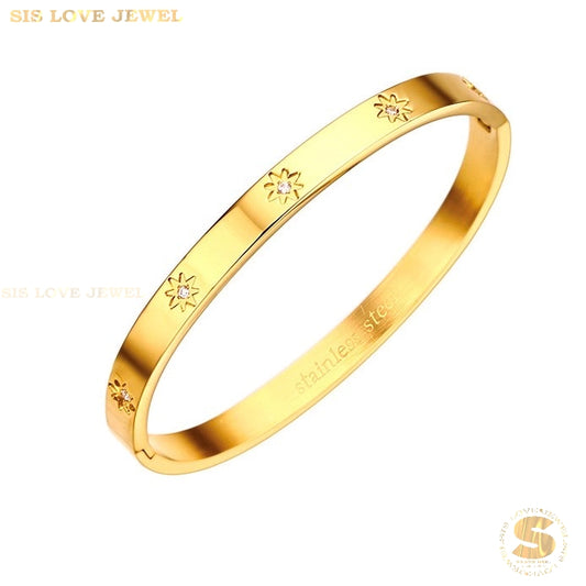 Star Oval Bangle B047 Gold