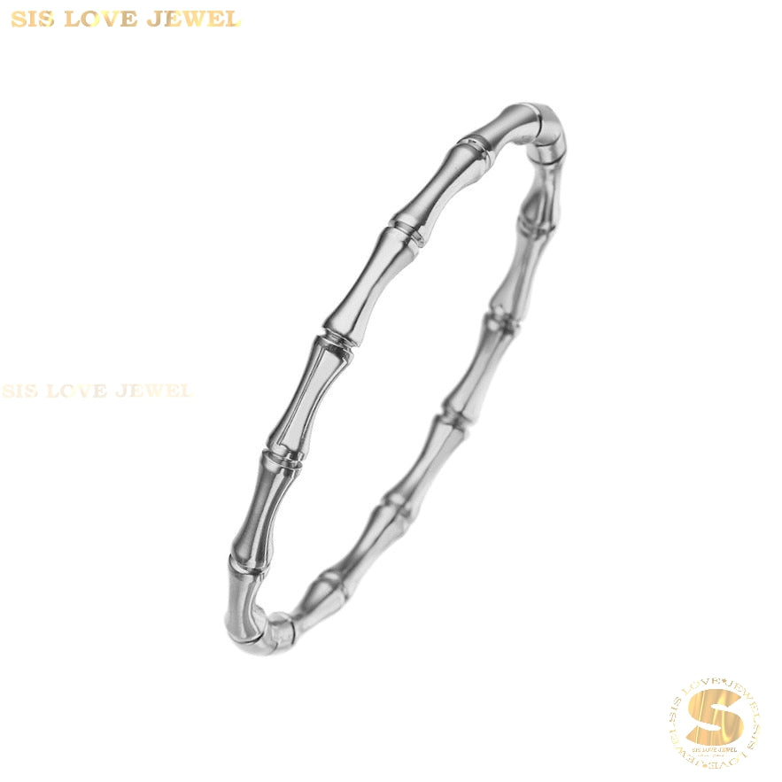 Whispering Bamboo Silver Bangle H054 Silver