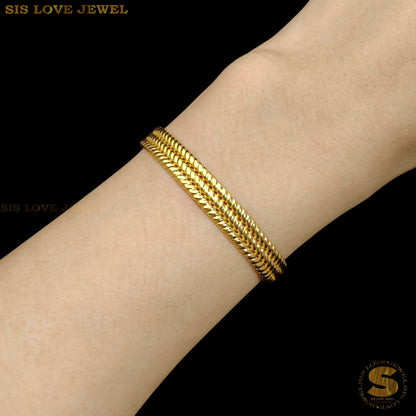 Titanium Steel 18K Gold Plated Gelang Terbuka Boleh Laras Gelang Tangan Gelang Tangan Barang Kemas Wanita H081