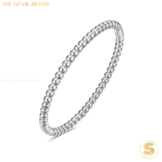 Minimalist Boba Oval Bangle H084 Silver