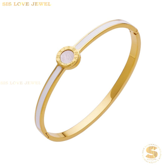 Roman Oval Bangle H089 White