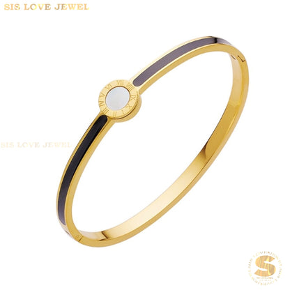 Roman Oval Bangle H089 Black