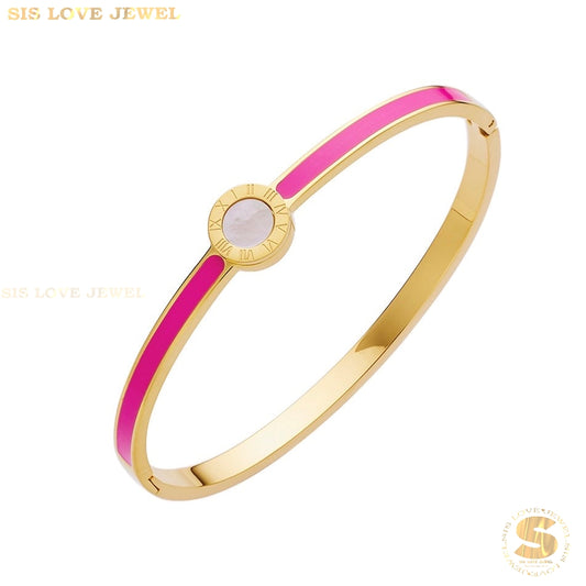 Simple Roman Oval Bangle H089 Rose Red