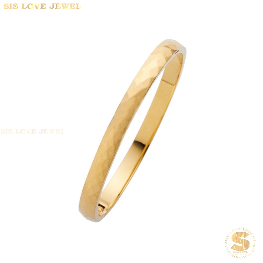 Minimalist Oval Bangle H093 Gold
