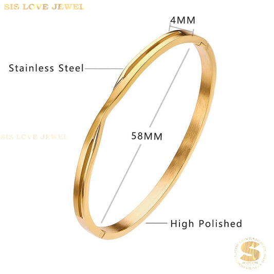 Simple Oval Bangle H099 Gold