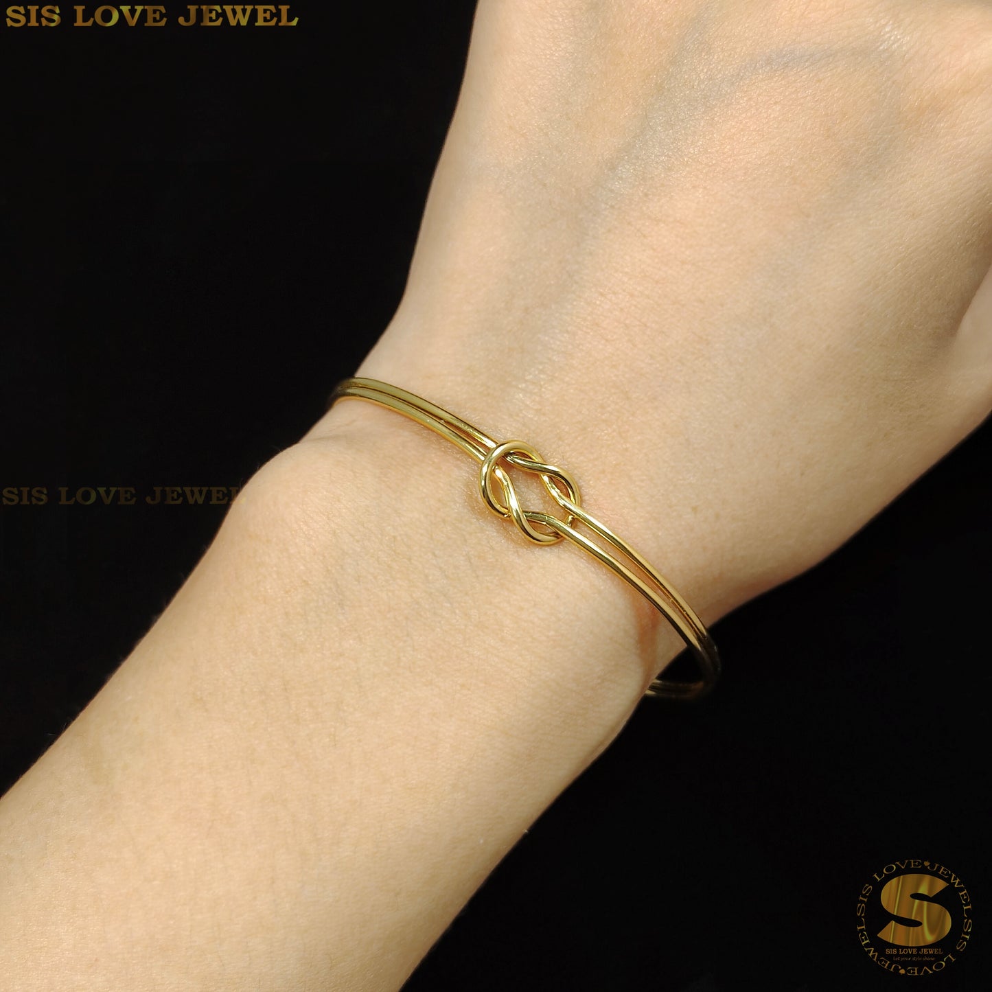 Love Knot 2 Layers Adjustable Open Bangle H114