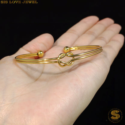 Love Knot 2 Layers Adjustable Open Bangle H114