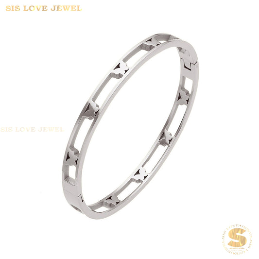 Silver Butterfly Bangle H193 Silver