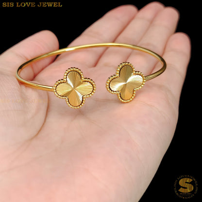 Double Clover Oval Bangle H151