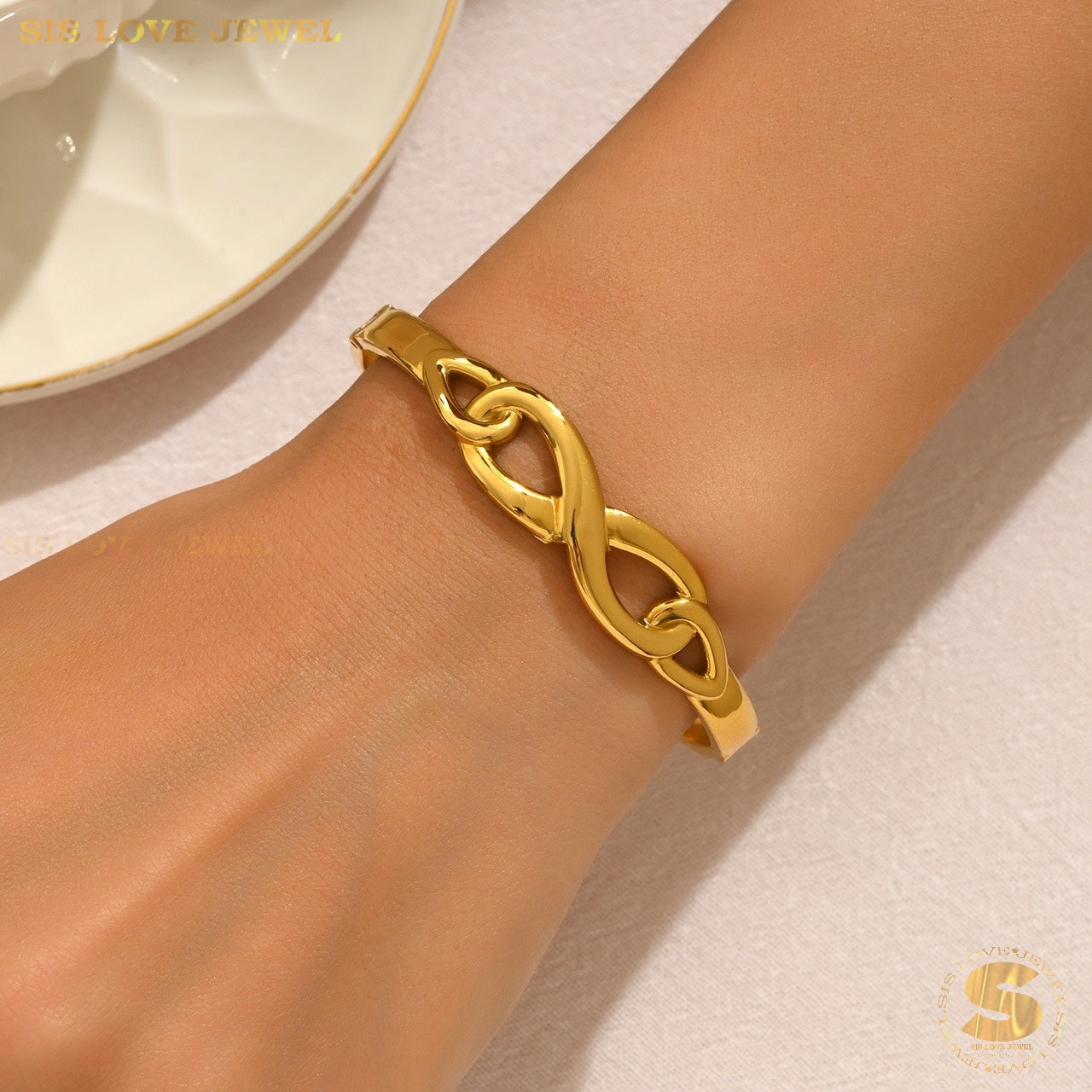 Infinity Gold Plated Bangle H167