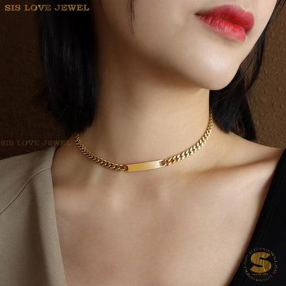Bold Beauty Cuban Gold Choker Necklace N017