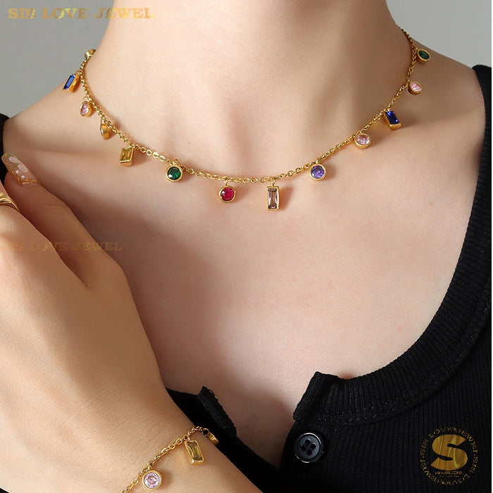 Zirconia Gold Plated Necklace - Dainty & Sparkling N019