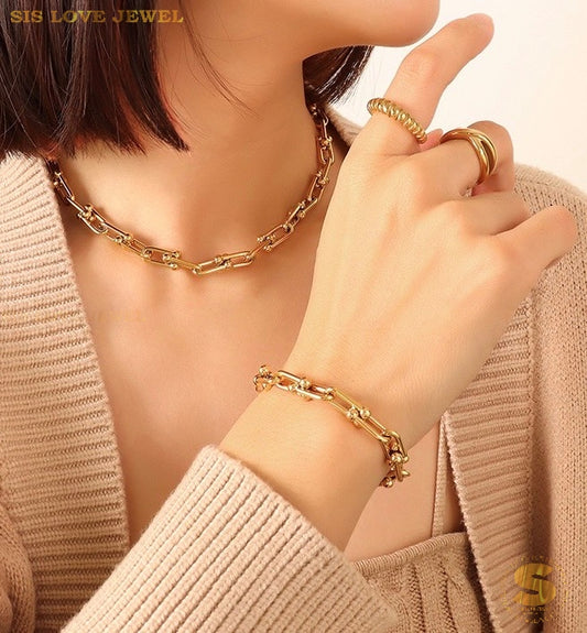 Link Necklace & Bracelet Set