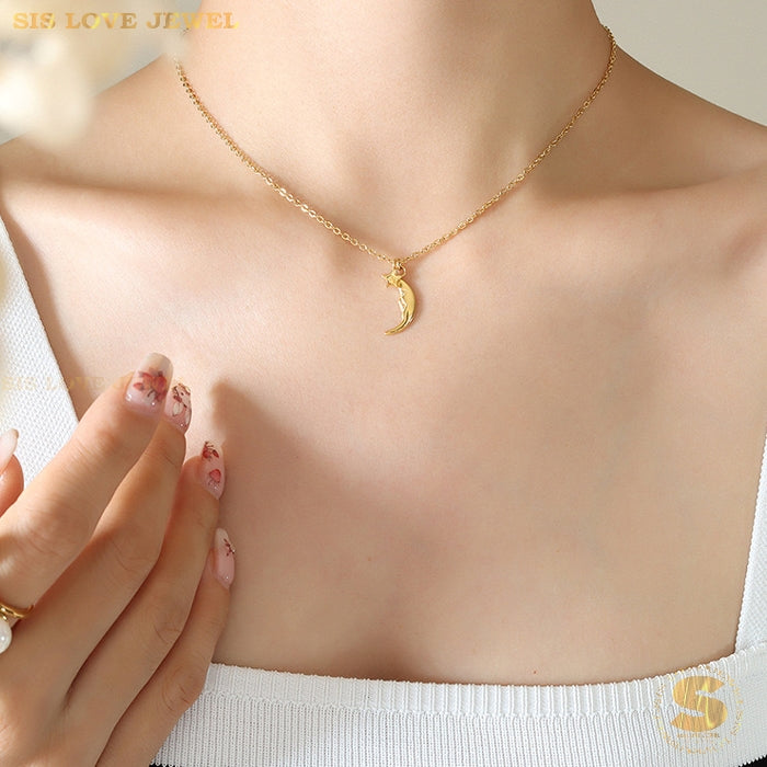 Moon & Star Necklace N024