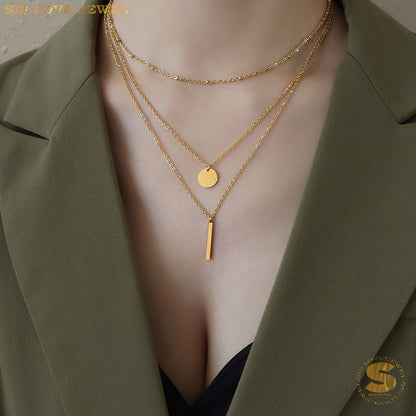 3-Layer Gold Plated Necklace N056