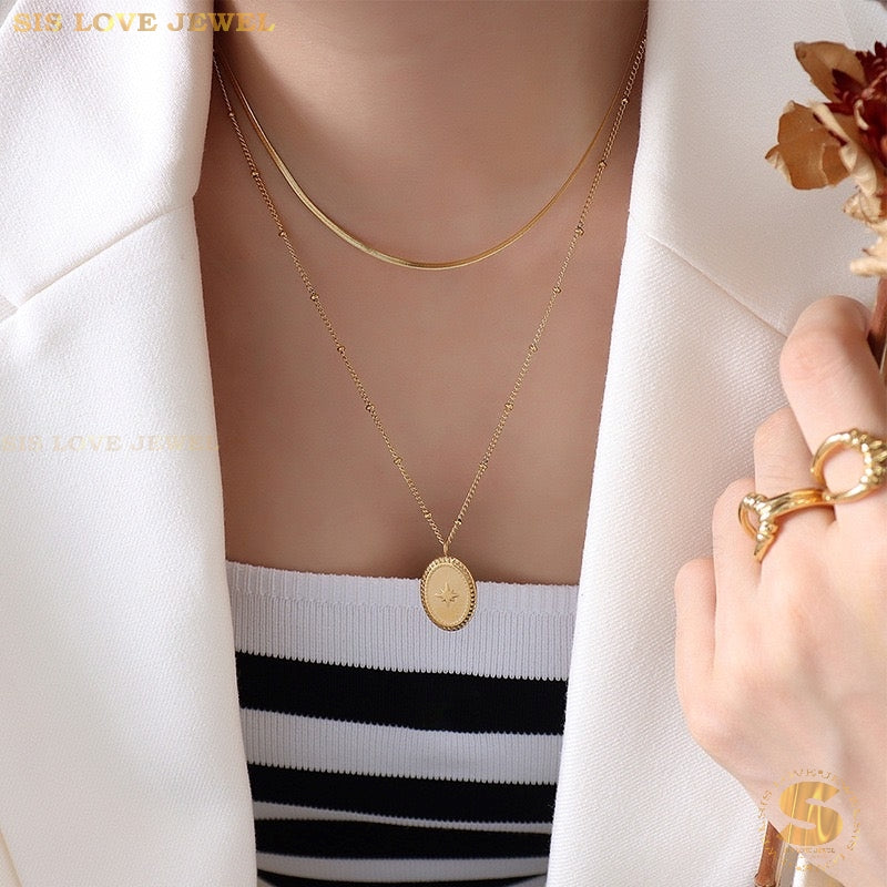 Double Layers Star Necklace N080