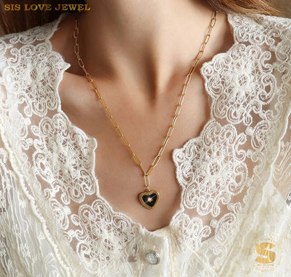 Stylish Paperclip Love Pendant Necklace N085