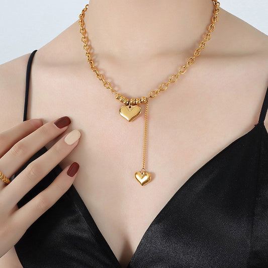 Double Love Heart Pendant Necklace N088