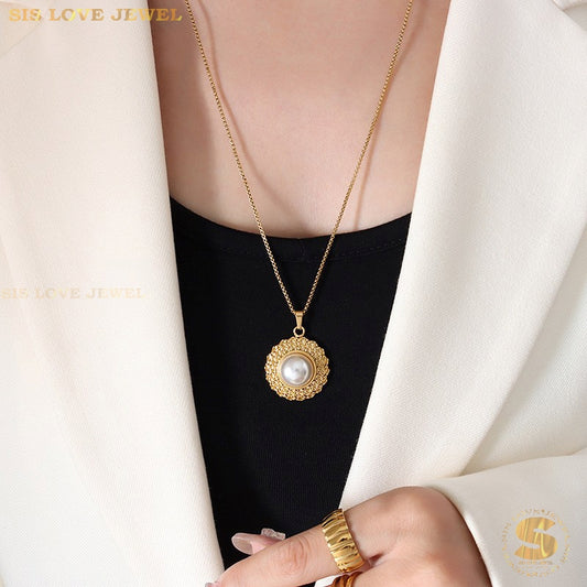 Long Pearl Pendant Necklace N092