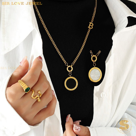 Double Roman Shell Pendant Necklace N094