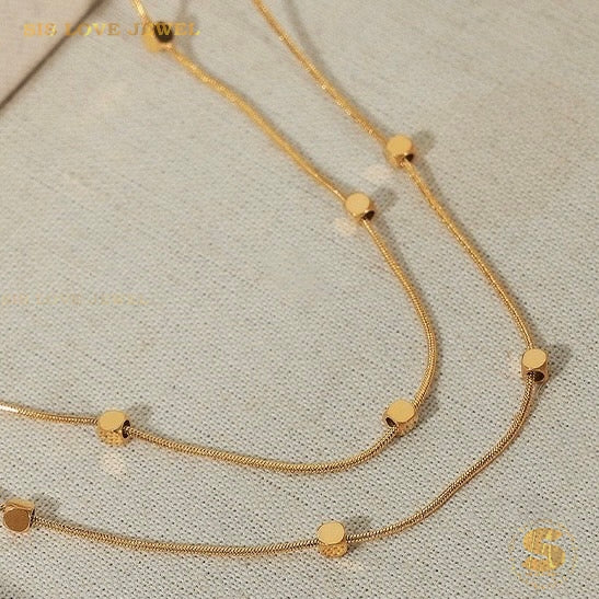 Mini Cube Double Layers Necklace N110