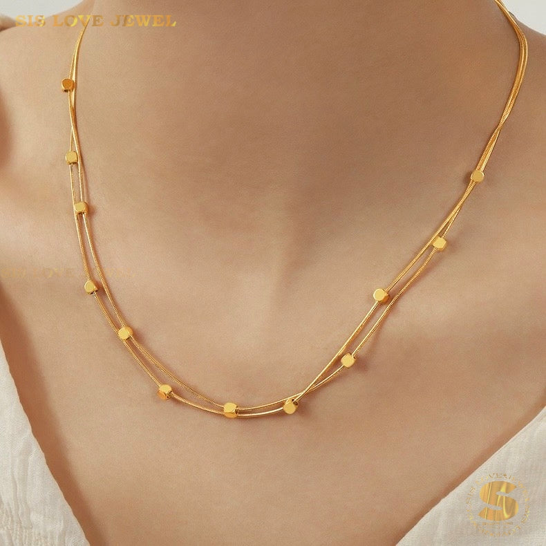 Mini Cube Double Layer Necklace N110