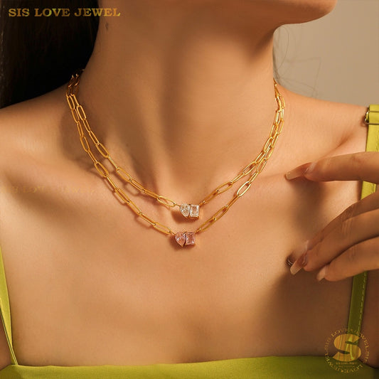 Luminous Love Paperclip Chain Necklace N143