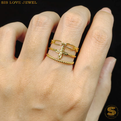 3 Layers Leaf Adjustable Ring R091