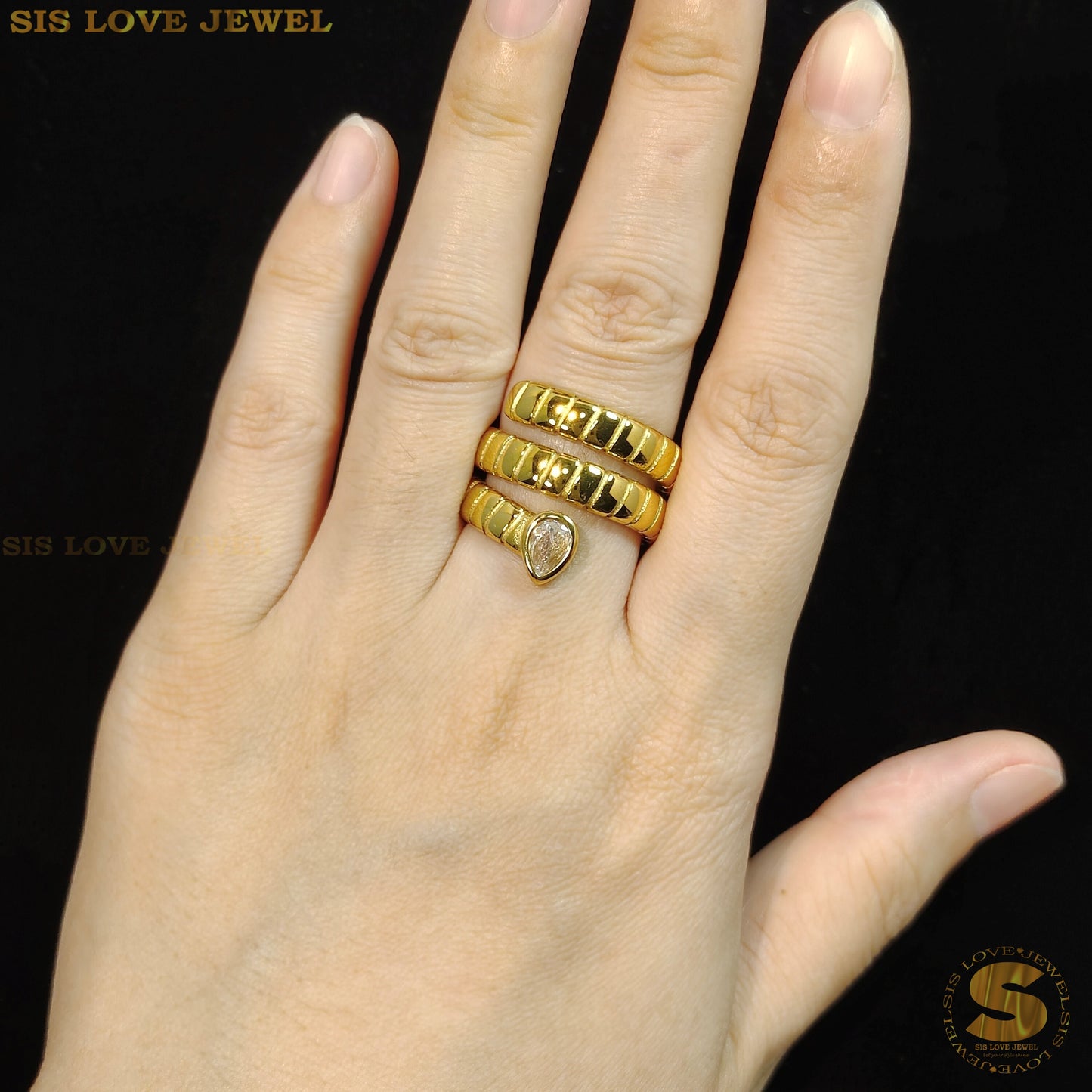 Snake Design 3 Layers Ring R092