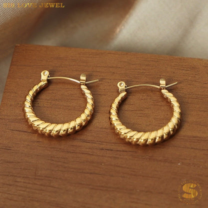 Twisted Rope Hoop Earrings S013