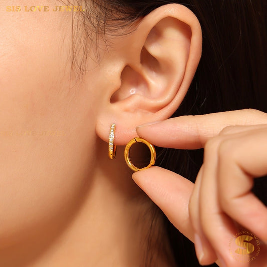 Chic Cubic Zirconia Hoop Earrings S038
