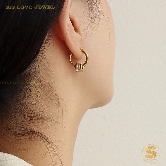 Dazzling Barrel Hoop Earrings S041