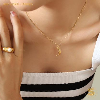 Moon & Star Necklace N024
