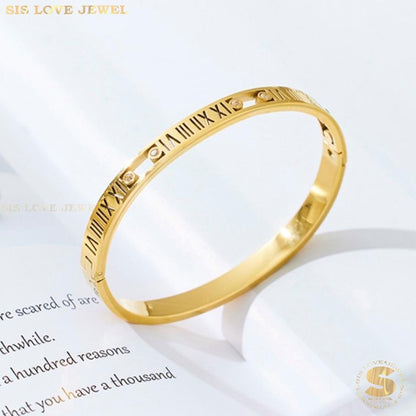 Roman Oval Bangle H041 Gold