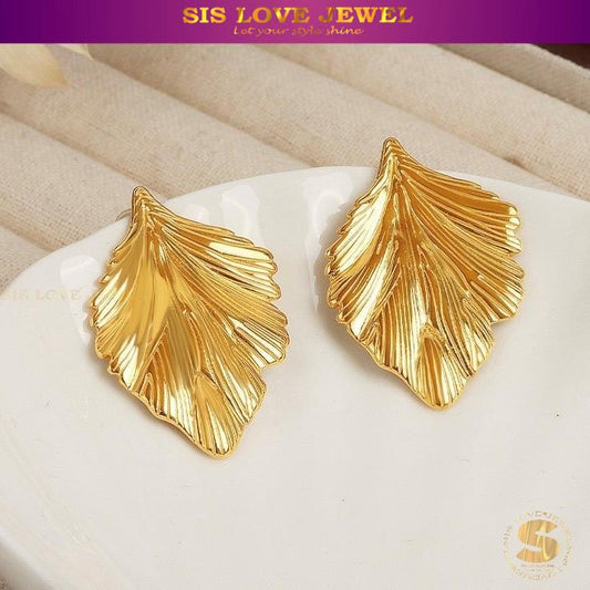 Dainty Leaf Hoop Earrings S029