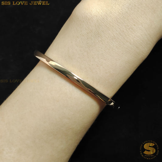 Rose Gold Color Simple Plain Oval Bangle H031