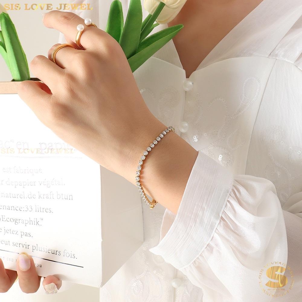 Thin Tennis Bracelet B148 White