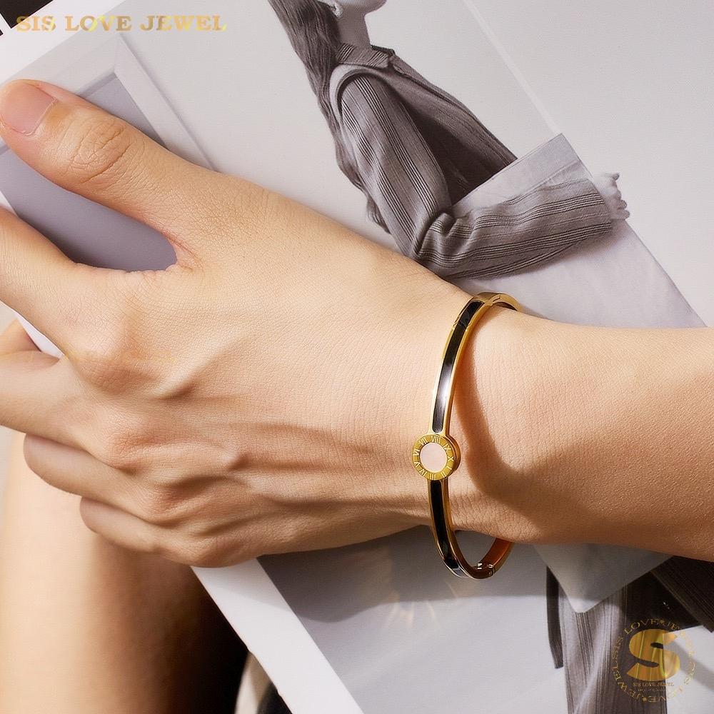 Roman Oval Bangle H089 Black