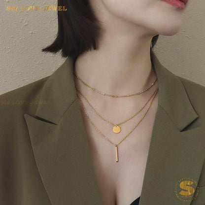 3-Layer Gold Plated Necklace N056