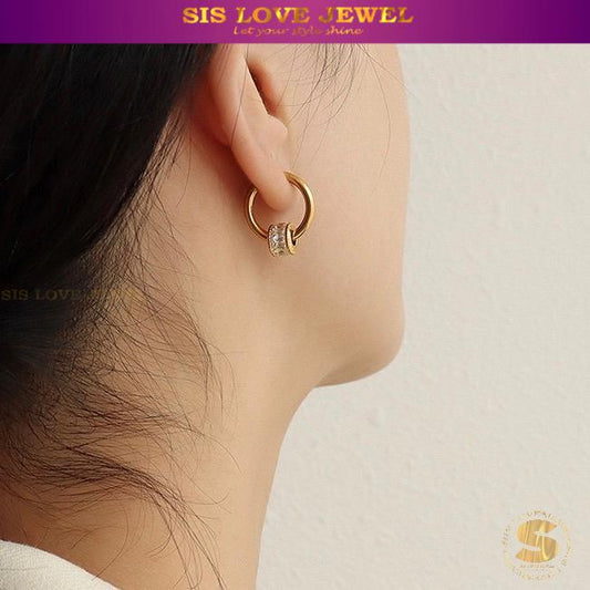 Dazzling Barrel Hoop Earrings S041