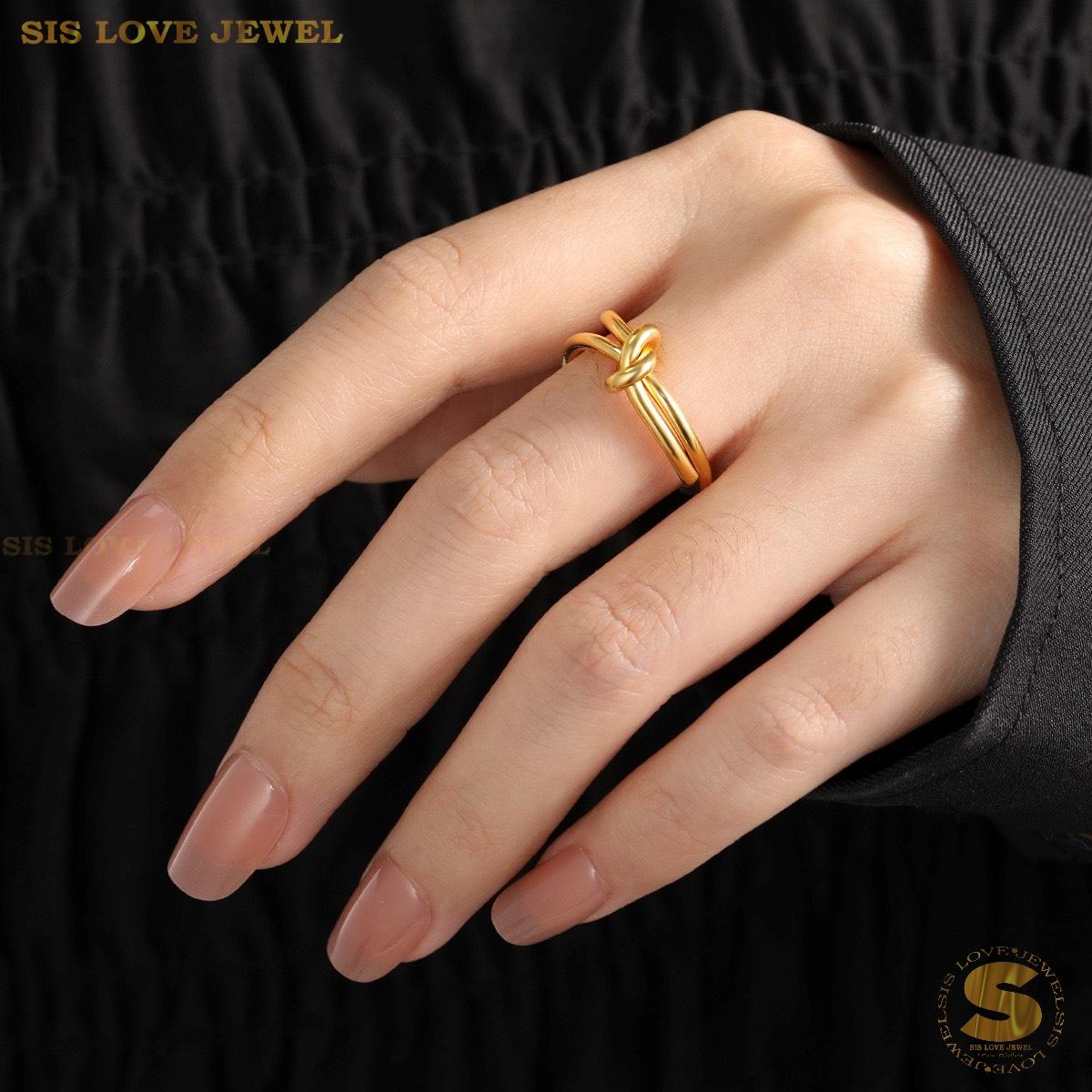 Simple Gold Plated Love Knot Ring R056