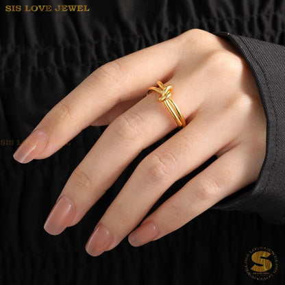 Simple Gold Plated Love Knot Ring R056