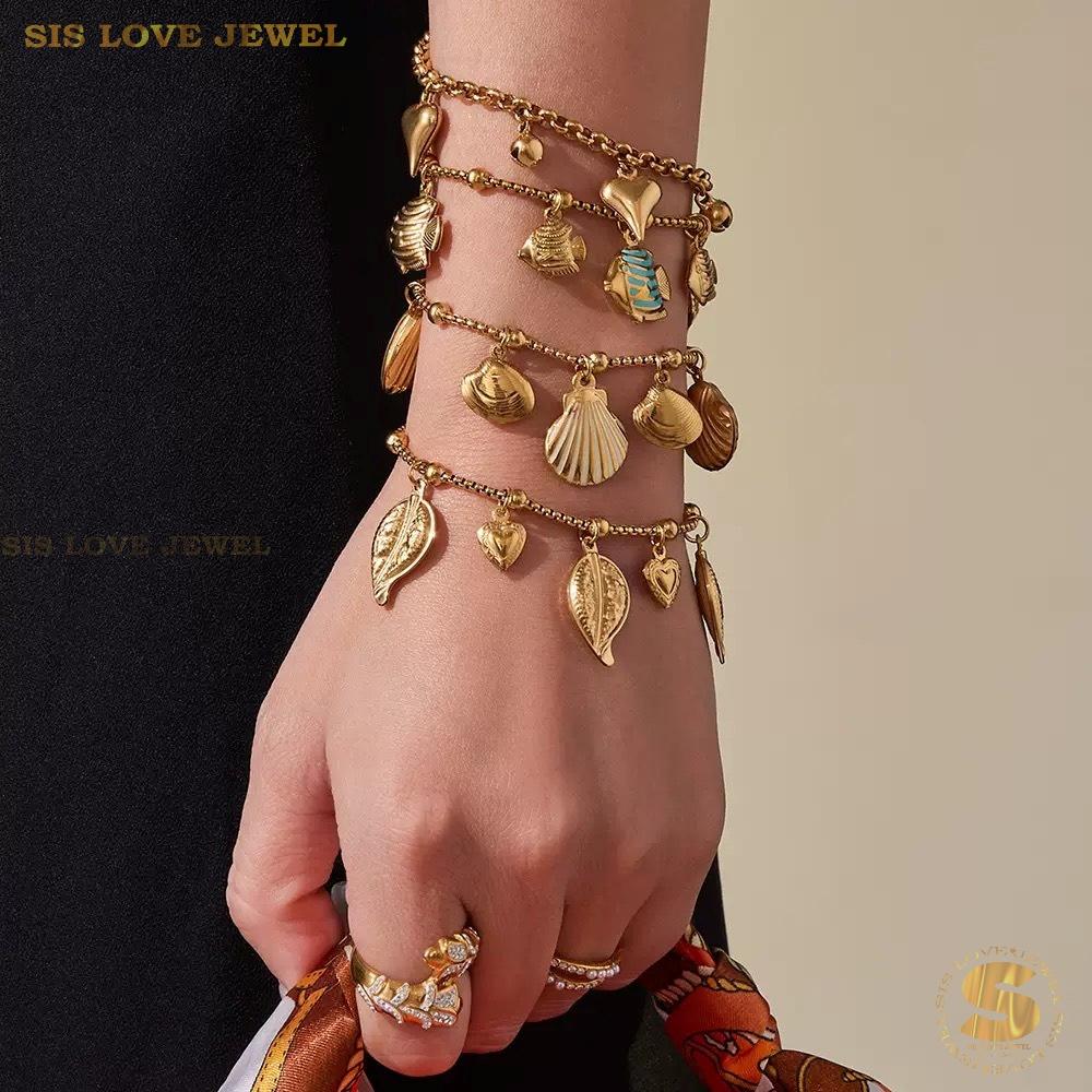 Sweet 18K Gold Heart Bell Bracelet B250