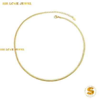 Thin Gold Cuban Chain Necklace N160