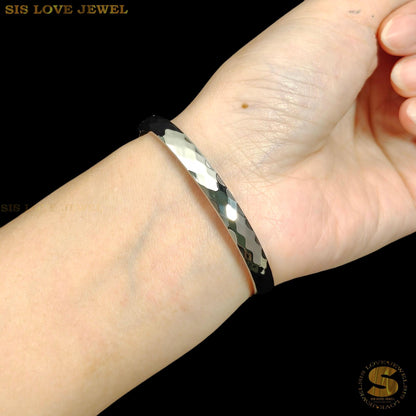 Silver Color Simple Oval Bangle H093